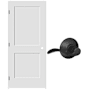 Schlage 28" W x 80" H Double Panel Left Handed Interior Prehung Door with 4-9/16" Door Jamb and Accent Passage Door lever Set Matte Black