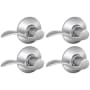 Schlage Accent Passage Door Lever Set with Plymouth Rose - Pack of 4 Satin Chrome
