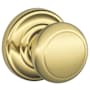 Schlage Andover Passage Door Knob Set with Decorative Andover Trim Lifetime Polished Brass