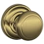 Schlage Andover Passage Door Knob Set with Decorative Andover Trim Antique Brass