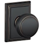 Schlage Andover Passage Door Knob Set with Decorative Addison Trim Aged Bronze