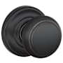 Schlage Andover Passage Door Knob Set with Decorative Andover Trim Aged Bronze