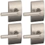 Schlage Broadway Passage Door Lever Set with Decorative Century Trim - Pack of 4 Satin Nickel