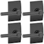 Schlage Broadway Passage Door Lever Set with Decorative Century Trim - Pack of 4 Matte Black