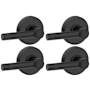 Schlage Broadway Passage Door Lever Set with Decorative Greyson Trim - Pack of 4 Matte Black