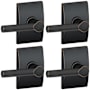 Schlage Broadway Passage Door Lever Set with Decorative Century Trim - Pack of 4 Aged Bronze