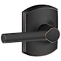 Schlage Broadway Passage Door Lever Set with Decorative Greenwich Trim Aged Bronze