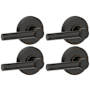 Schlage Broadway Passage Door Lever Set with Decorative Greyson Trim - Pack of 4 Aged Bronze