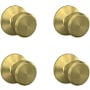 Schlage Bowery Passage Door Knob Set - Pack of 4 Satin Brass
