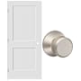 Schlage 30" W x 80" H Double Panel Left Handed Interior Prehung Door with 4-9/16" Door Jamb and Bowery Passage Door Knob Set Satin Nickel