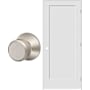 Schlage 32" W x 80" H Single Panel Right Handed Interior Prehung Door with 6-9/16" Door Jamb and Bowery Passage Door Knob Set Satin Nickel