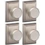 Schlage Bowery Passage Door Knob Set with Decorative Addison Trim - Pack of 4 Satin Nickel