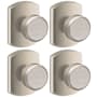 Schlage Bowery Passage Door Knob Set with Decorative Greenwich Trim - Pack of 4 Satin Nickel