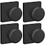 Schlage Bowery Passage Door Knob Set with Collins Rose - Pack of 4 Matte Black