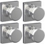 Schlage Bowery Passage Door Knob Set with Collins Rose - Pack of 4 Bright Chrome
