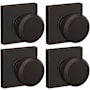 Schlage Bowery Passage Door Knob Set with Collins Rose - Pack of 4 Aged Bronze