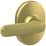 Schlage Davlin Passage Door Lever Set with Decorative Remsen Trim Satin Brass