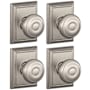 Schlage Georgian Passage Door Knob Set with Decorative Addison Trim - Pack of 4 Satin Nickel