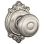 Schlage Georgian Passage Door Knob Set with Decorative Brookshire Trim Satin Nickel