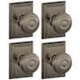 Schlage Georgian Passage Door Knob Set with Decorative Addison Trim - Pack of 4 Antique Pewter