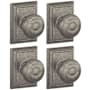 Schlage Georgian Passage Door Knob Set with Decorative Addison Trim - Pack of 4 Distressed Nickel