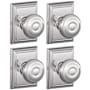 Schlage Georgian Passage Door Knob Set with Decorative Addison Trim - Pack of 4 Bright Chrome