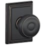 Schlage Georgian Passage Door Knob Set with Decorative Addison Trim Aged Bronze