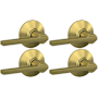 Schlage Latitude Passage Door Lever Set with Plymouth Rose - Pack of 4 Satin Brass