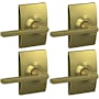 Schlage Latitude Passage Door Lever Set with Century Rose - Pack of 4 Satin Brass