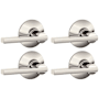 Schlage Latitude Passage Door Lever Set with Plymouth Rose - Pack of 4 Polished Nickel