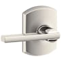 Schlage Latitude Passage Door Lever Set with Decorative Greenwich Trim Polished Nickel