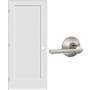 Schlage 28" W x 80" H Single Panel Left Handed Interior Prehung Door with 4-9/16" Door Jamb and Latitude Passage Door Lever Set Satin Nickel