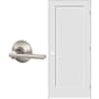 Schlage 28" W x 80" H Single Panel Right Handed Interior Prehung Door with 4-9/16" Door Jamb and Latitude Passage Door Lever Set Satin Nickel