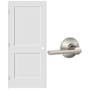 Schlage 28" W x 80" H Double Panel Left Handed Interior Prehung Door with 4-9/16" Door Jamb and Latitude Passage Door Lever Set Satin Nickel