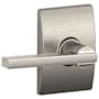 Schlage Latitude Passage Door Lever Set with the Decorative Century Trim Satin Nickel