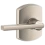 Schlage Latitude Passage Door Lever Set with Decorative Greenwich Trim Satin Nickel