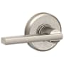 Schlage Latitude Passage Door Lever Set with Decorative Greyson Trim Satin Nickel