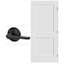Schlage 28" W x 80" H Double Panel Right Handed Interior Prehung Door with 4-9/16" Door Jamb and Latitude Passage Door Lever Set Matte Black