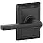 Schlage Latitude Reversible Passage Door Lever Set with Decorative Addison Trim Matte Black