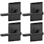 Schlage Latitude Reversible Passage Door Lever Set with Decorative Addison Trim - Pack of 4 Matte Black