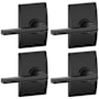 Schlage Latitude Passage Door Lever Set with Century Rose - Pack of 4 Matte Black