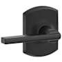 Schlage Latitude Passage Door Lever Set with Decorative Greenwich Trim Matte Black