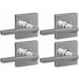 Schlage Latitude Passage Door Lever Set with Collins Rose - Pack of 4 Bright Chrome