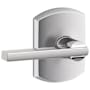 Schlage Latitude Passage Door Lever Set with Decorative Greenwich Trim Bright Chrome