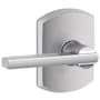 Schlage Latitude Passage Door Lever Set with Decorative Greenwich Trim Satin Chrome