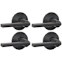 Schlage Latitude Passage Door Lever Set with Plymouth Rose - Pack of 4 Aged Bronze