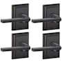 Schlage Latitude Reversible Passage Door Lever Set with Decorative Addison Trim - Pack of 4 Aged Bronze