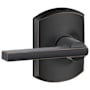 Schlage Latitude Passage Door Lever Set with Decorative Greenwich Trim Aged Bronze