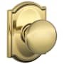 Schlage Plymouth Passage Door Knob Set with Decorative Camelot Trim Lifetime Polished Brass