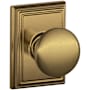 Schlage Plymouth Passage Door Knob Set with Decorative Addison Trim Antique Brass